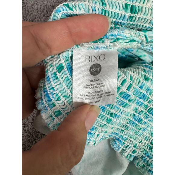 RIXO London Helena Top Blouse Smocked Puff Sleeve Coquette Cottage, XS - Picture 9 of 10